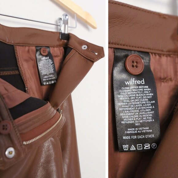 Wilfred Aritzia Beatrix Pants in Cognac Vegan Faux Leather Flared Pants 6 $148 - Picture 9 of 16
